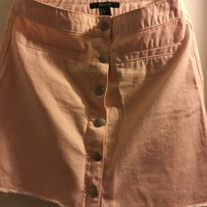 Light Pink Button Up Skater Skirt Forever21 F21